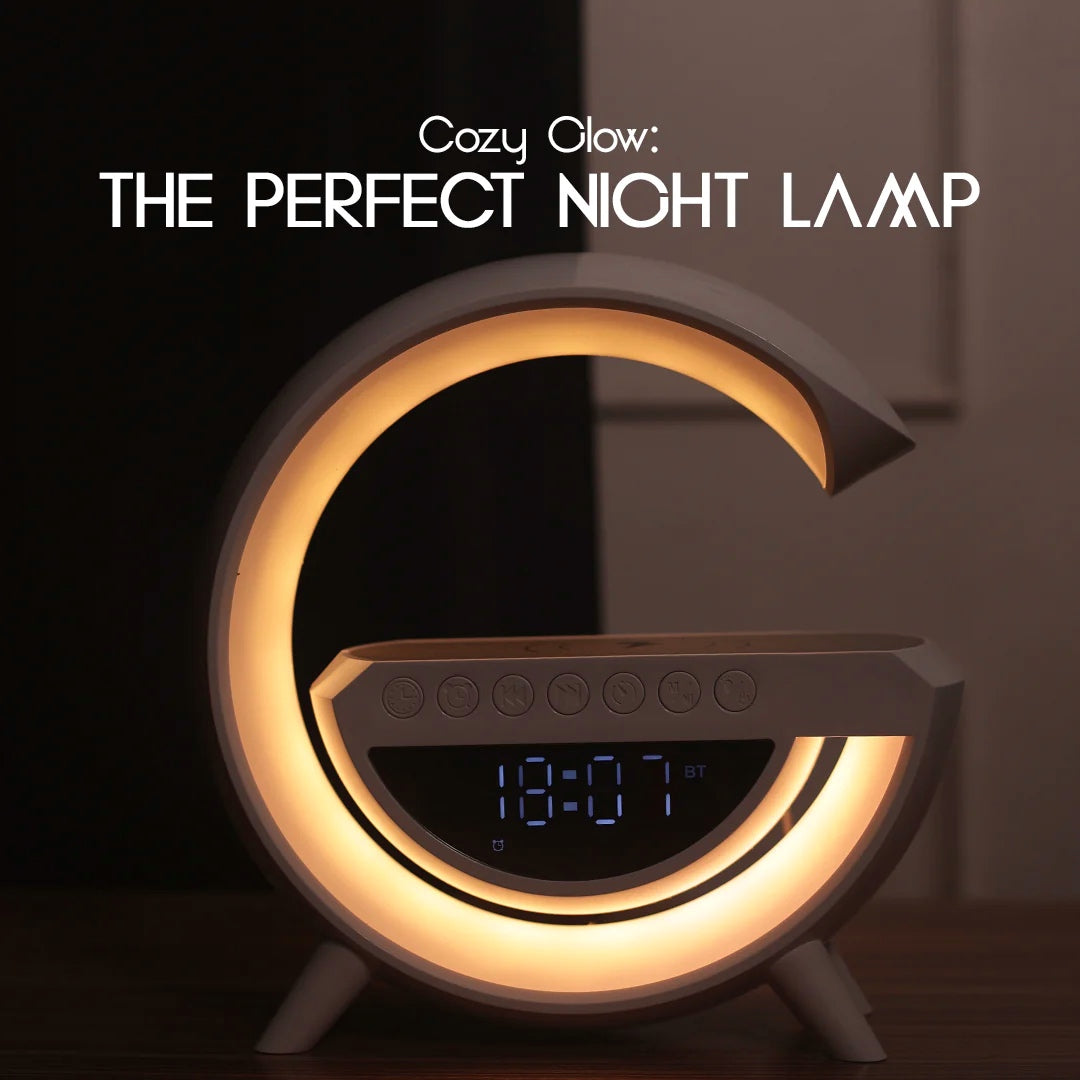 Rechargeable Wireless Charger RGB Light Lamp Speaker with Alarm Clock