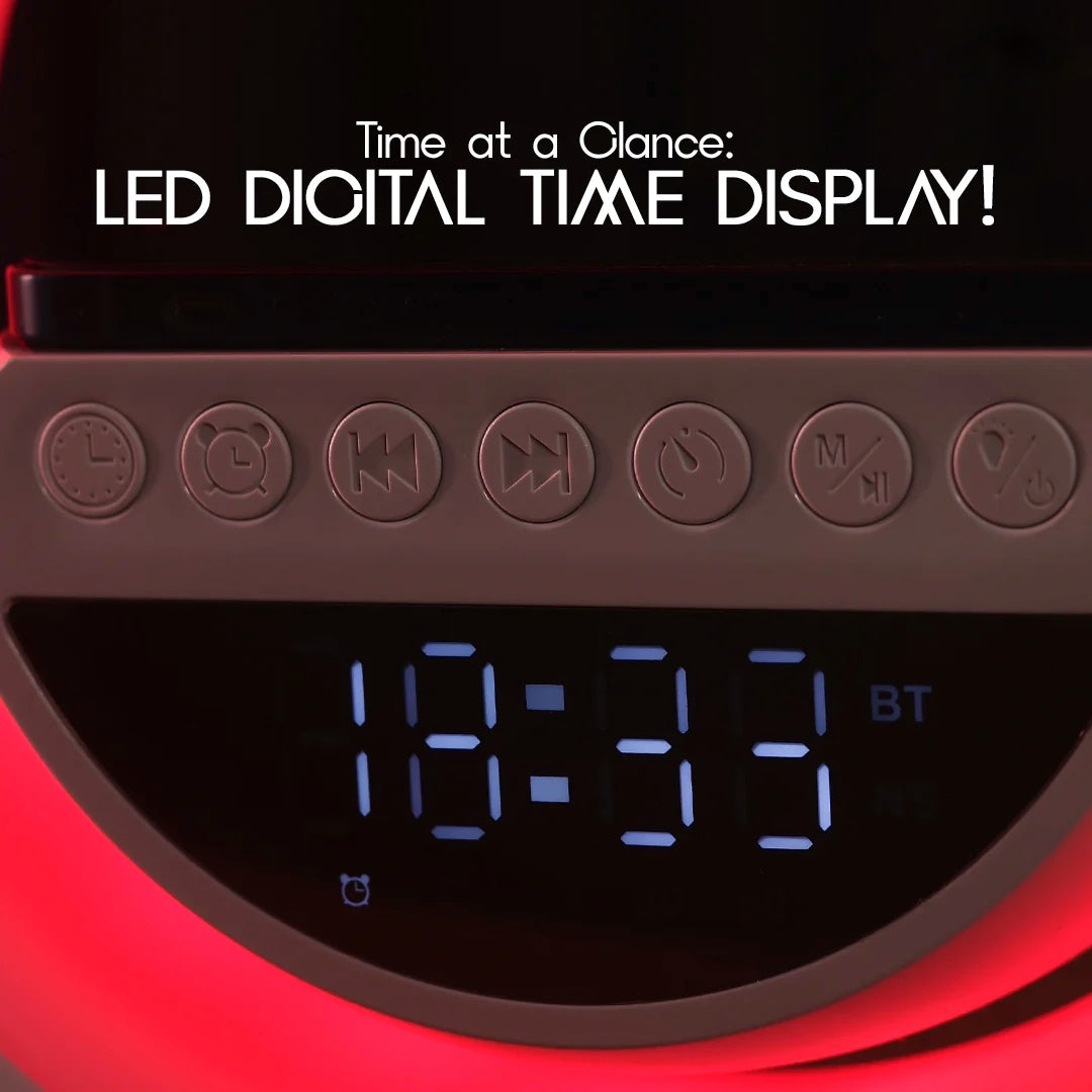 Rechargeable Wireless Charger RGB Light Lamp Speaker with Alarm Clock