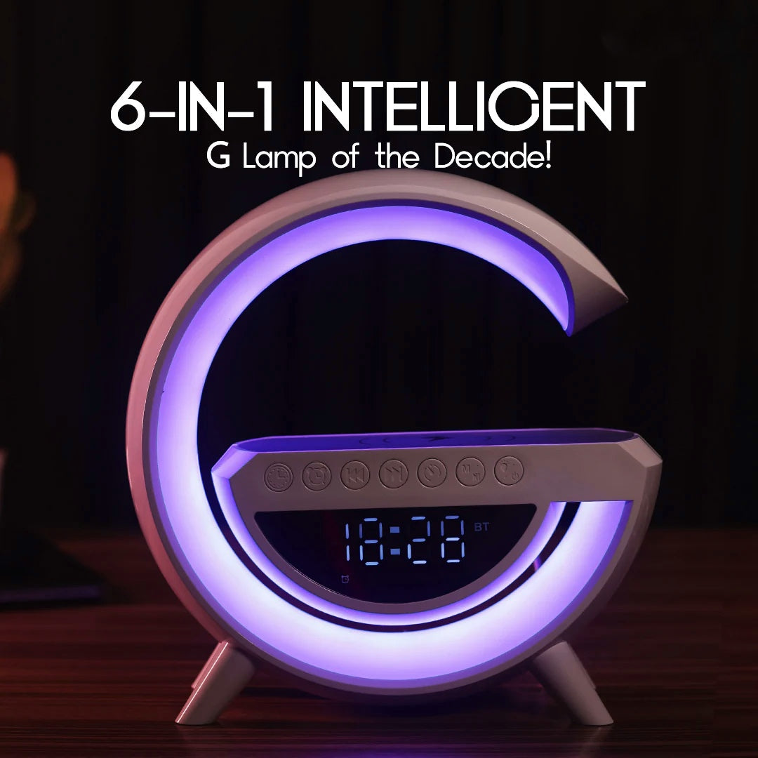 Rechargeable Wireless Charger RGB Light Lamp Speaker with Alarm Clock