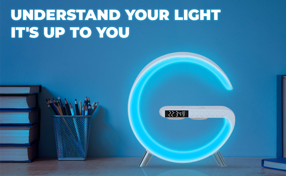 Rechargeable Wireless Charger RGB Light Lamp Speaker with Alarm Clock