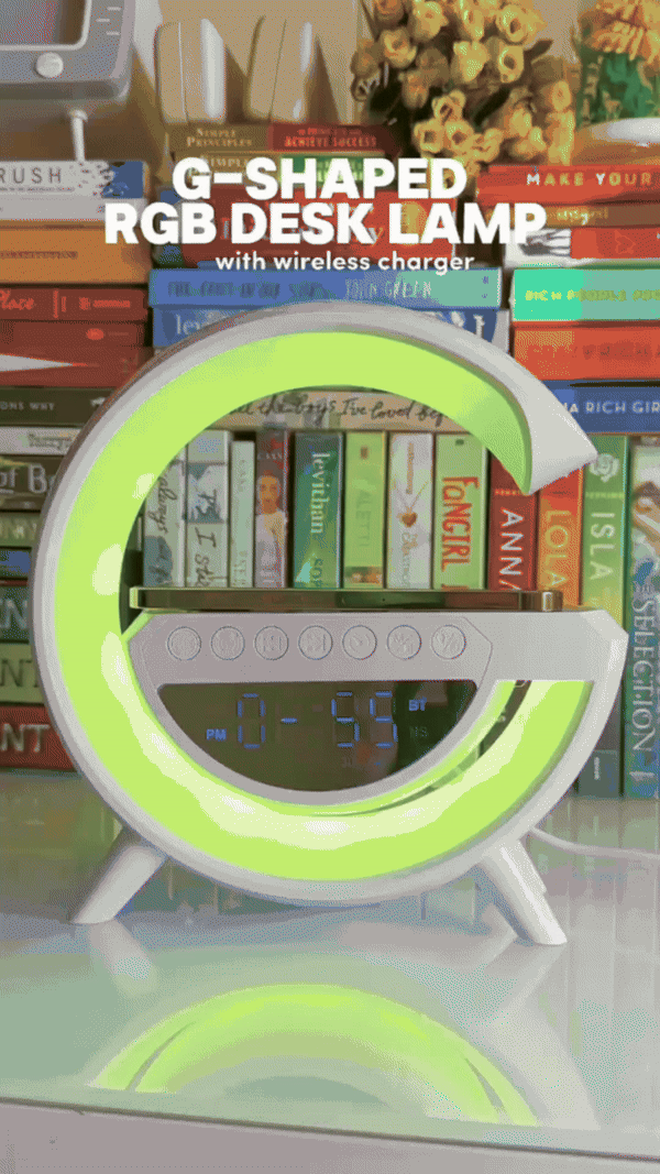 Rechargeable Wireless Charger RGB Light Lamp Speaker with Alarm Clock